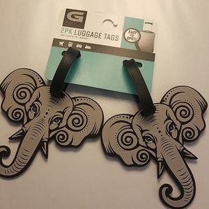 Luggage tag 2pk elephant new on card